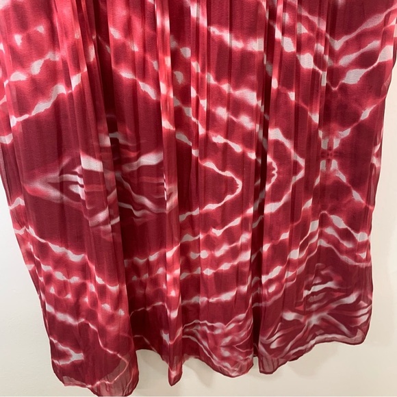 Chicos 3 Maxi Skirt US 16/18 Pull On  Pleated Cherry Red Print  Lined Boho Flowy - Picture 6 of 13